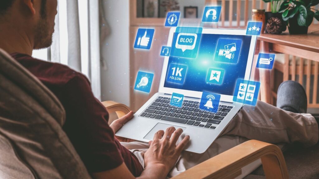 Digital professional analyzing social media performance, OnlyFans manager strategy